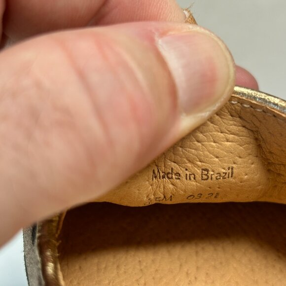 Pre-worn MINT Jack Rogers Women's Size 6.5 Gold Skull Pirate Camo Flats - Picture 9 of 11